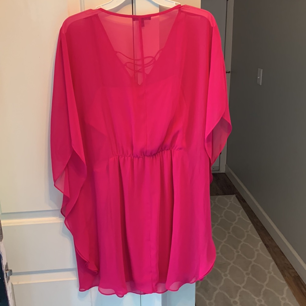 Express Flutter Sleeve Chiffon Overlay Dress - image 3